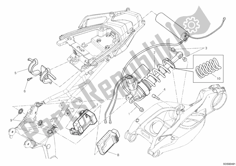 Tutte le parti per il Ammortizzatore Posteriore del Ducati Multistrada 1200 S Sport 2011
